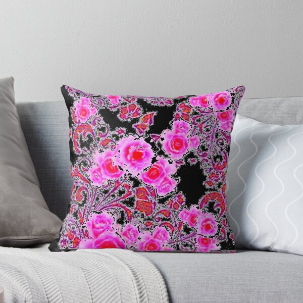 Item preview, FUCHSIA PINK ROSES BLACK ABSTRACT ART designed and sold by sharlesart.