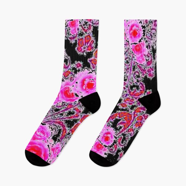 Item preview, FUCHSIA PINK ROSES BLACK ABSTRACT ART designed and sold by sharlesart.