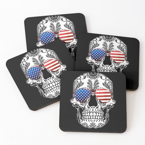 Item preview, Skull American Flag Glasses Sugar Skull Us Stars Stripes designed and sold by vivanbess.
