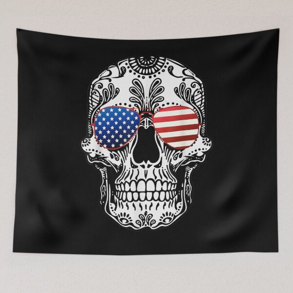 Item preview, Skull American Flag Glasses Sugar Skull Us Stars Stripes designed and sold by vivanbess.