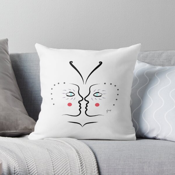Face to Face by Labyrinth Lines Throw Pillow