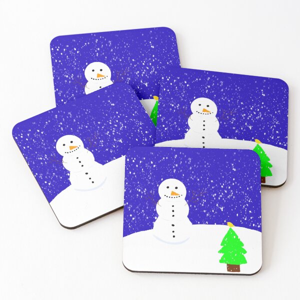Item preview, Winter Theme Snowman Pine Trees Singing Yellow Bird Snowy Day Cartoon Illustration  designed and sold by wenjunior.