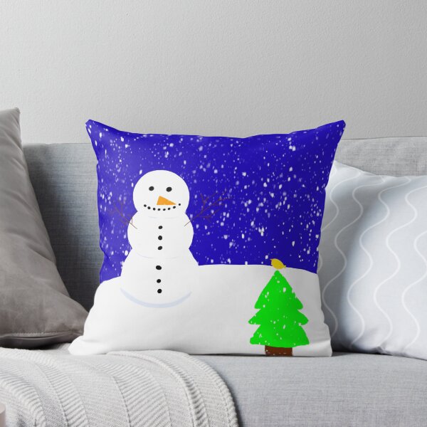 Item preview, Winter Theme Snowman Pine Trees Singing Yellow Bird Snowy Day Cartoon Illustration  designed and sold by wenjunior.