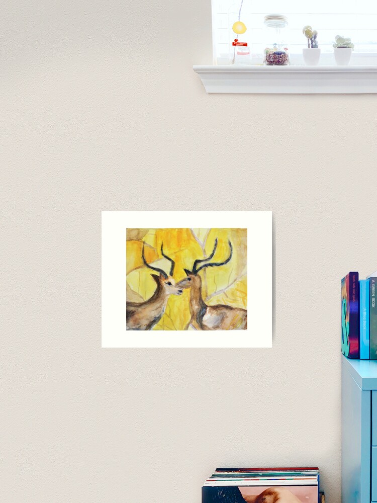 Kissing Deer Art Print