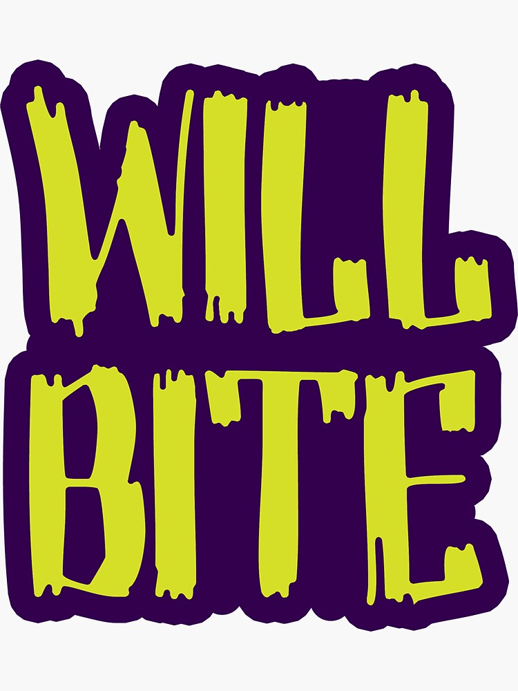 Thumbnail 3 of 3, Sticker, Will Bite designed and sold by DamnAssFunny.