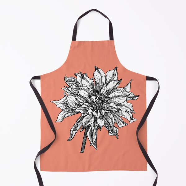 Item preview, Detailed Drawing of a Blooming Dahlia on a Pale Coral, Peachy Background designed and sold by Joellen Armstrong.