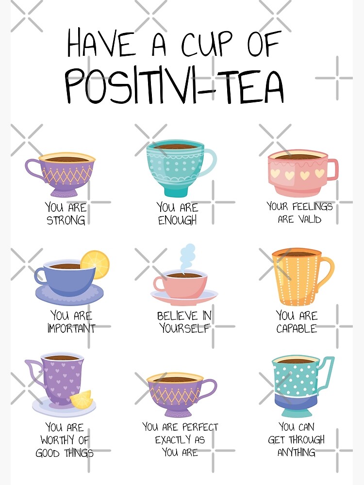 Thumbnail 3 of 3, Poster, Positivi-tea Positivity Print Mental Health Therapy Poster designed and sold by TherapyTools.
