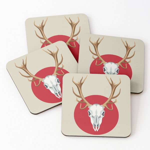 Item preview, Deer skull over red sun designed and sold by ateliernab.