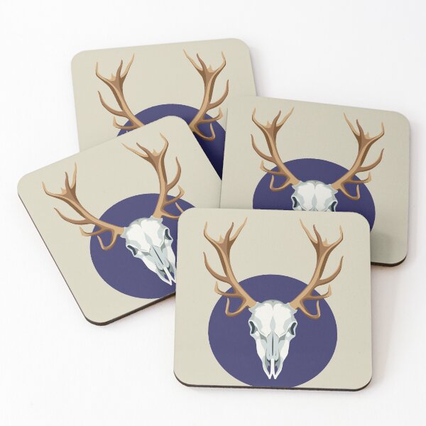 Item preview, Deer skull over blue moon designed and sold by ateliernab.