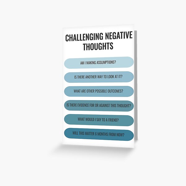 Artikel-Vorschau von Herausfordernde negative Gedanken CBT Kognitive Verhaltenstherapie Therapeuten Büro Berater Poster, designt und verkauft von Therapy Tools For All.