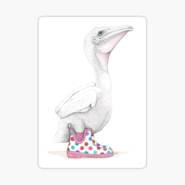 Pelican Chick in Rain Boots Sticker