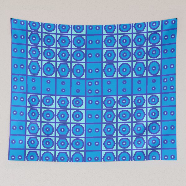 Item preview, Circles Squares and Hexagons In Blues designed and sold by DesignsByMuriel.