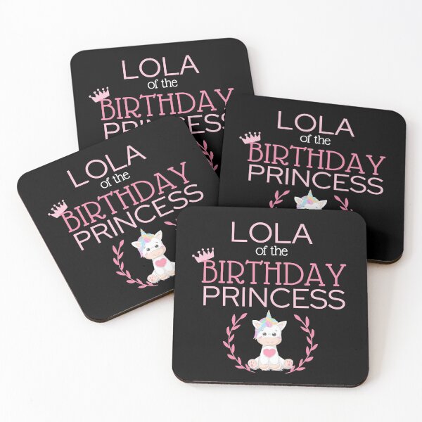 Item preview, MerchHaus - Lola Of The Birthday Princess - Crown, Unicorn Design & Flower  Design Black, Pink & White designed and sold by MerchHaus.