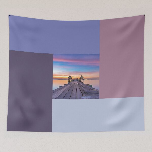 Item preview, Dusty Pink Blue Lake Landscape designed and sold by Designs24U.