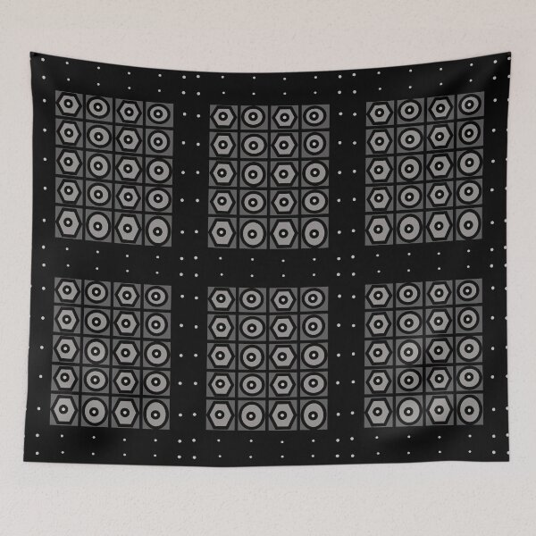 Item preview, Circles Squares and Hexagons In Black and Grays designed and sold by DesignsByMuriel.