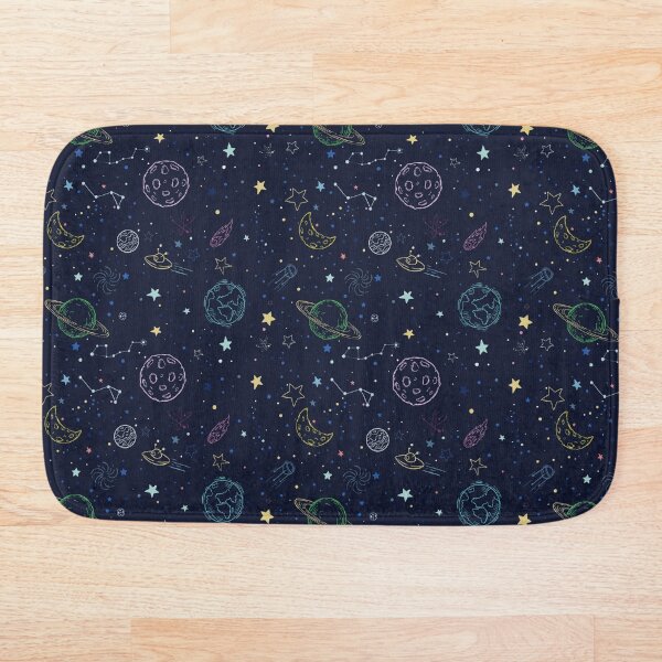 Swim in the Space Illustration Bath Mat