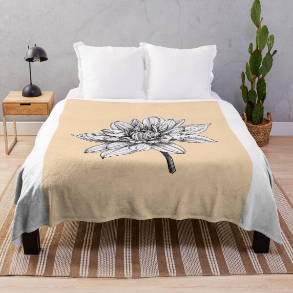 Item preview, Detailed Drawing of a Blooming Dahlia on a Beige Background designed and sold by Joellen Armstrong.