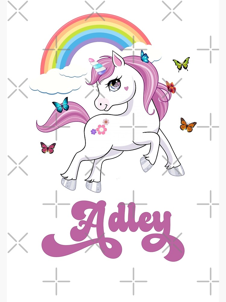 "A For Adley Adley, Rainbow Unicorn" Poster by Dinudi Redbubble