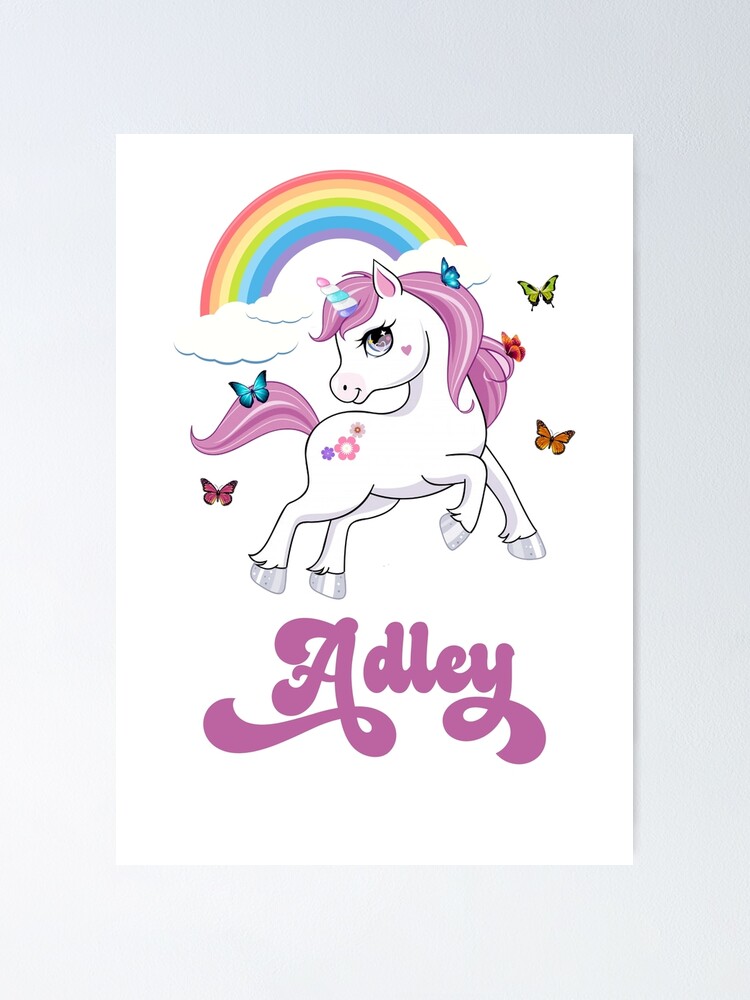 "A For Adley Adley, Rainbow Unicorn" Poster by Dinudi Redbubble