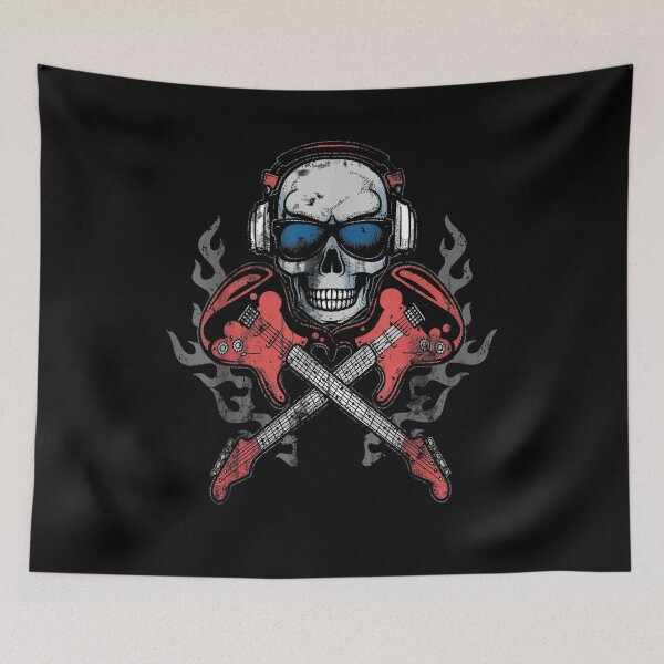 Item preview, Vintage Skeleton Scary Skull Rock Musician Guitarist Guitar designed and sold by vivanbess.