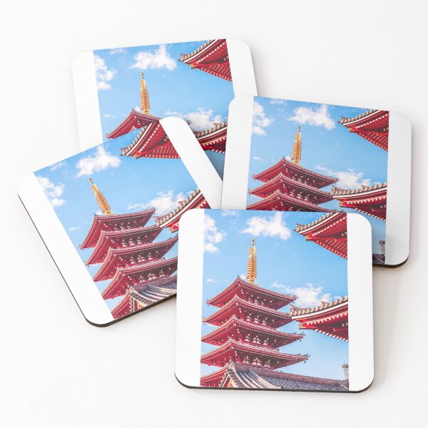 Item preview, Japanese Red Beautiful Wooden Temple Tower With A Bright Blue Sky designed and sold by AidenChen.