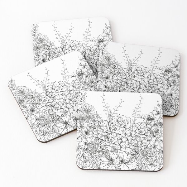 Item preview, White Pastel Garden Lineart designed and sold by ColorsandShapes.