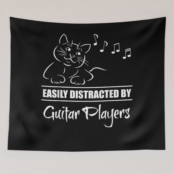Item preview, Curious Cat Easily Distracted Guitar Players Whimsical designed and sold by patsa4.