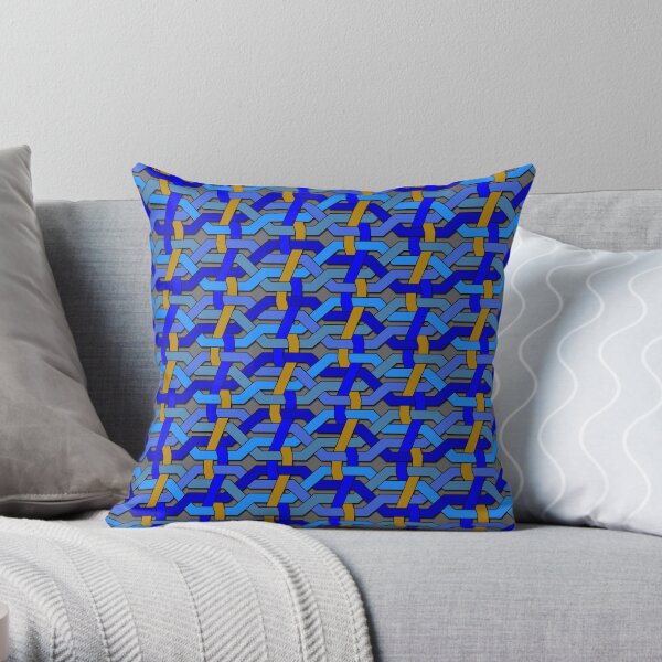 Blue and Gold Knotwork Throw Pillow