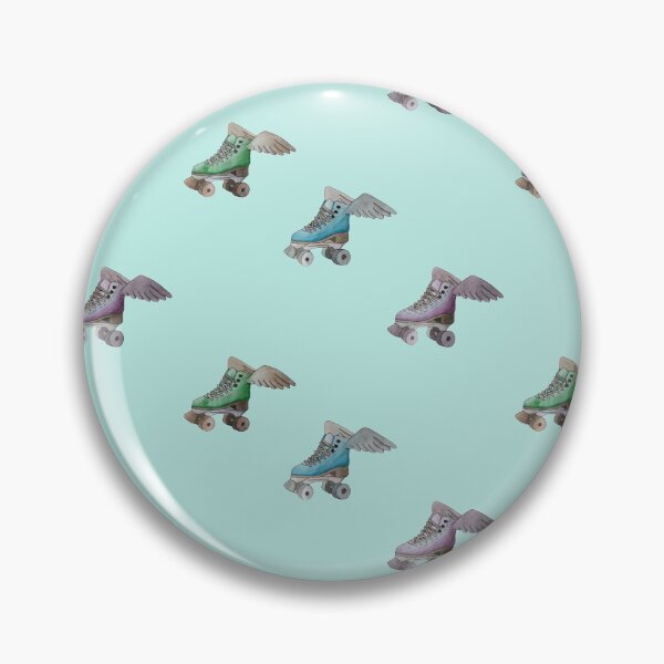 Artikelvorschau, fliegender Rollschuh Sticker Pack (Aqua Hintergrund) entworfen und verkauft von -Lily-Anne-.