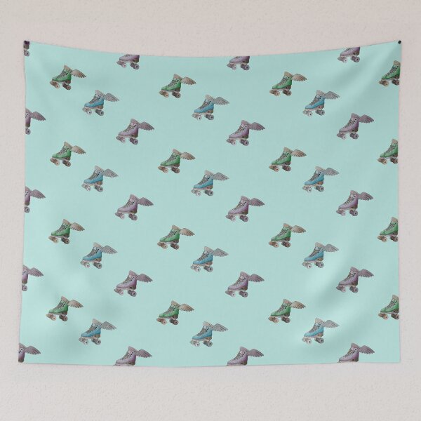 Artikelvorschau, fliegender Rollschuh Sticker Pack (Aqua Hintergrund) entworfen und verkauft von -Lily-Anne-.