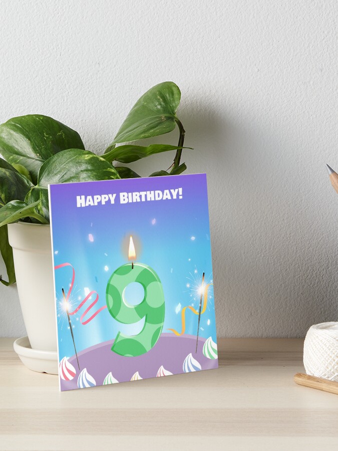 happy-birthday-9-years-old-funny-card-and-gear-art-board-print-for-sale-by-glitchman2-redbubble for Free Printable 9th Birthday Cards Happy Birthday 9 years old funny card and gear