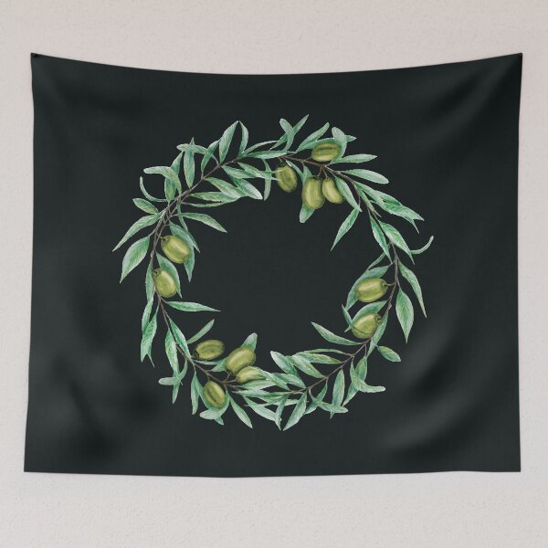 Item preview, Green Olive Branches and Leaves Wreath designed and sold by Alicia Chee.