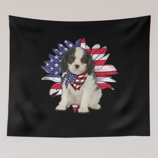Item preview, Girasol Bandera Americana Cavalier King Chales Spaniel Perro designed and sold by nancyholly.
