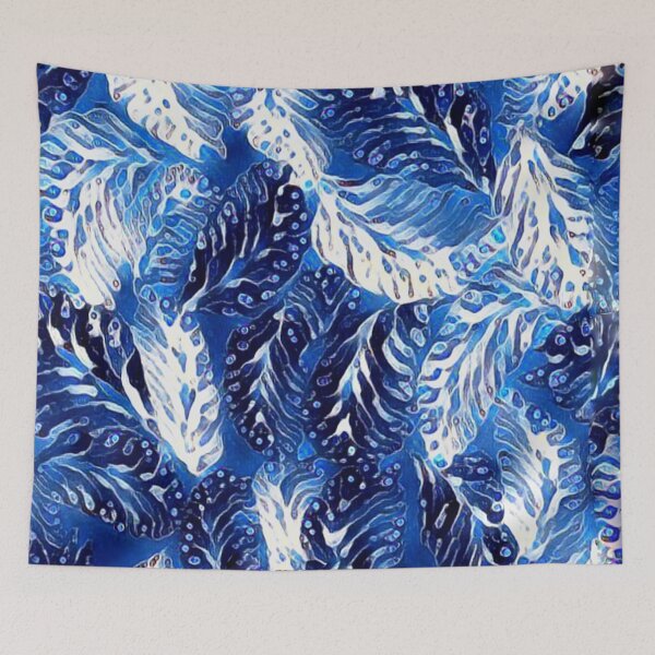 Item preview, sparkling feathers, blue, white, monochrome designed and sold by Maria Mihailova.