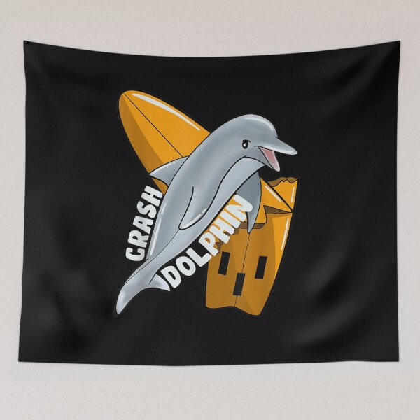 Item preview, Dolphin Crash Surfboard Surfing Gift designed and sold by nancyholly.