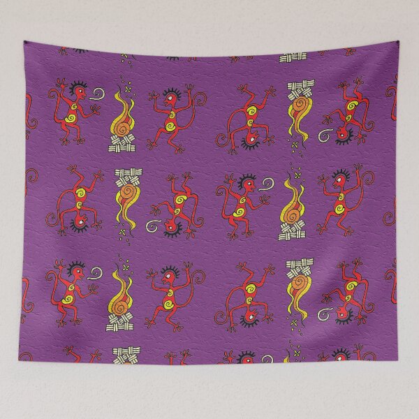 Item preview, Two monkeys (violet) Two monkeys dancing around the campfire designed and sold by Lacambalam.