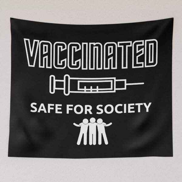 Item preview, Vaccinated Safe for Society White on Black  - Typography designed and sold by AlinaOz.