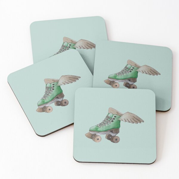 Item preview, Green roller skate with wings ( colored background) designed and sold by -Lily-Anne-.