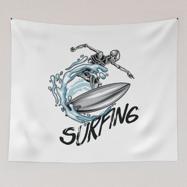 Item preview, Skeleton Surf Surfing T-Shirt designed and sold by HappyBright.