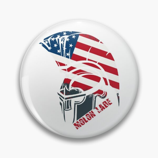 Carved Molon Labe USA American Flag Spartan Helmet Pinback Button Pin Badge 