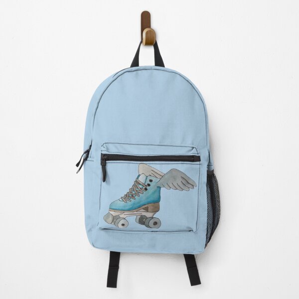 Item preview, Blue roller skate with wings (colored background) designed and sold by -Lily-Anne-.