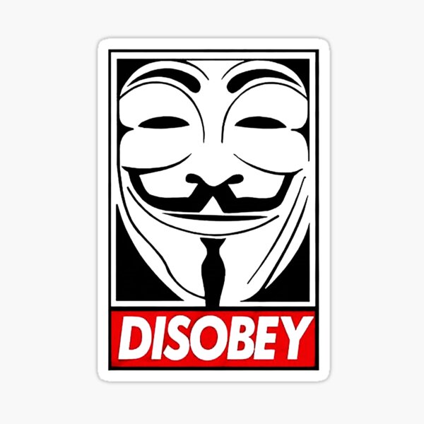 NEW 3 Disobey Stickers Occupy OWS Anonymous V for Vendetta Activist Activism 
