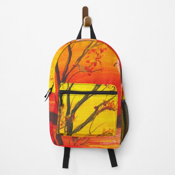 Item preview, Painted orange sunset with silhouette tree and flying birds over the water. designed and sold by Goldstarwork.