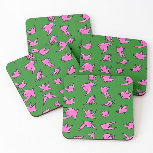 Item preview, Flock of pink birds with blue beaks happily chirping and flying designed and sold by davidscohen.