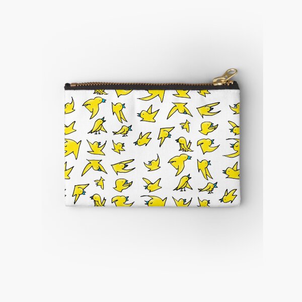 Item preview, Flock of yellow birds with blue beaks happily chirping and flying designed and sold by davidscohen.