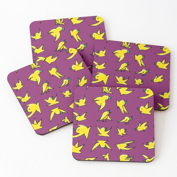 Item preview, Flock of yellow birds with blue beaks happily chirping and flying designed and sold by davidscohen.
