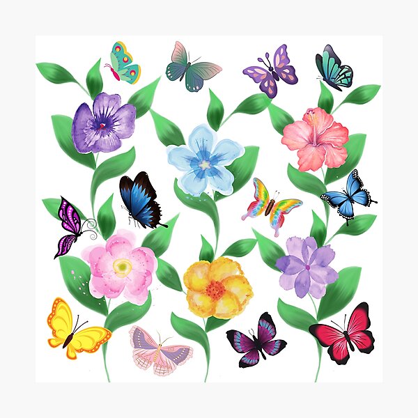 Carmen Flores exóticas tropicales del papel pintado Floral Mariposas Libélulas Corona