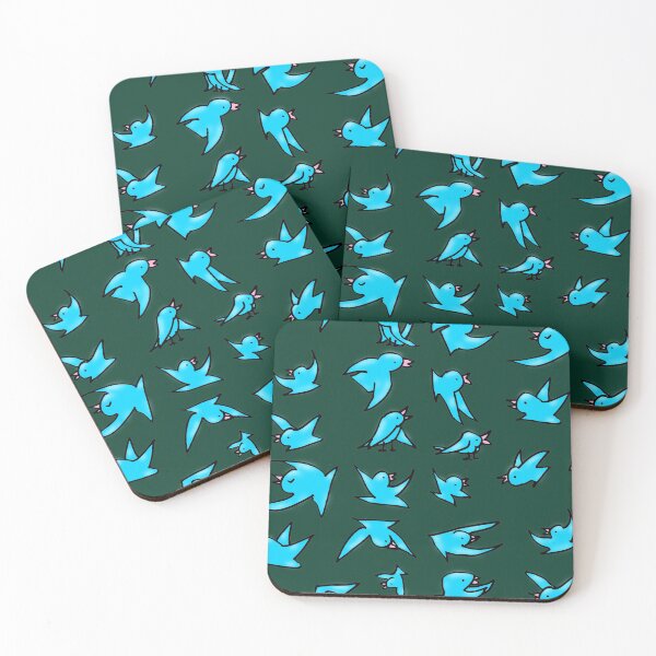 Item preview, Flock of blue birds with pink beaks happily chirping and flying designed and sold by davidscohen.