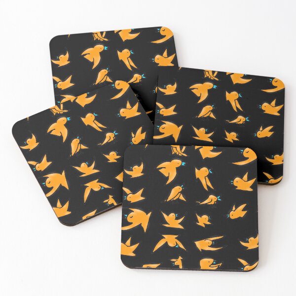 Item preview, Flock of orange birds with blue beaks happily chirping and flying designed and sold by davidscohen.