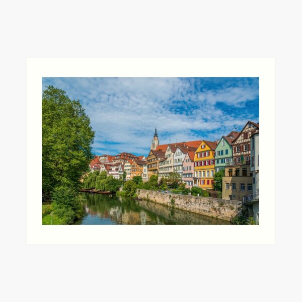 Tübingen - Ansichtskarte Ansicht von der Neckarbrücke Kunstdruck